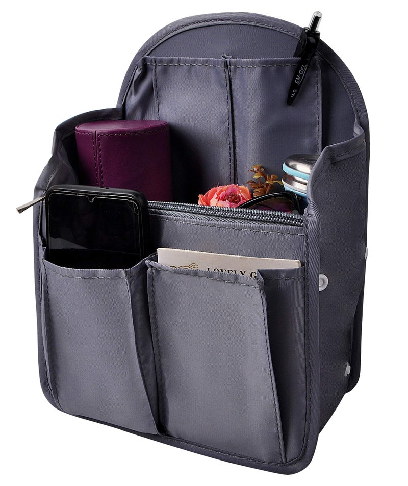 Vercord Backpack Organizer Insert Liner Hanging Travel Bag in Bag with Many Pockets Grey Medium - Image 1